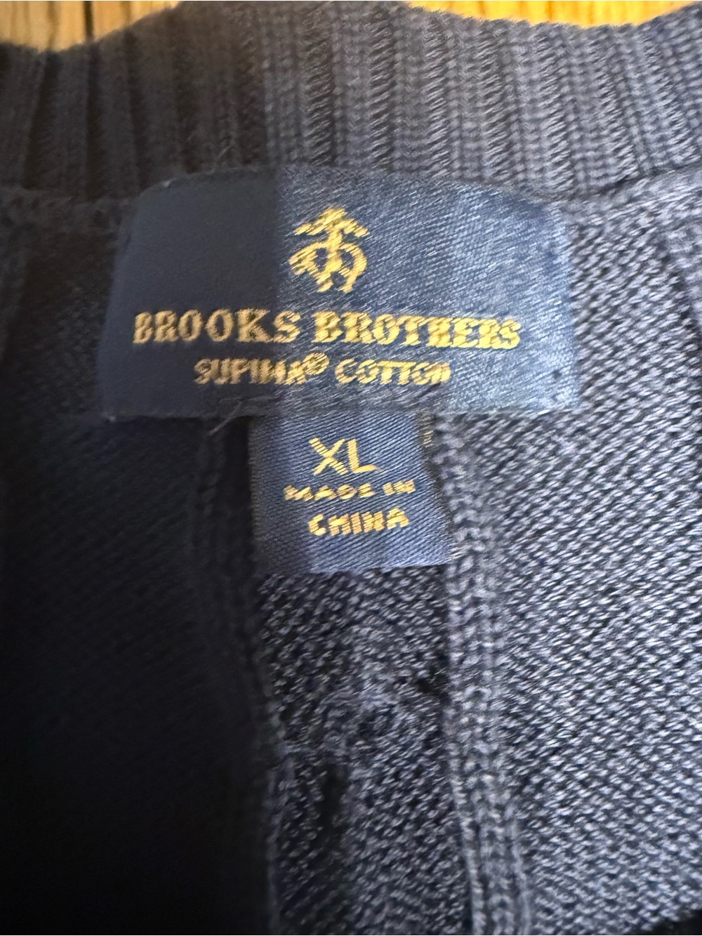 Brooks Brothers Navy Supima Cotton Cable-Knit Crewneck Sweater - Picture 9 of 9